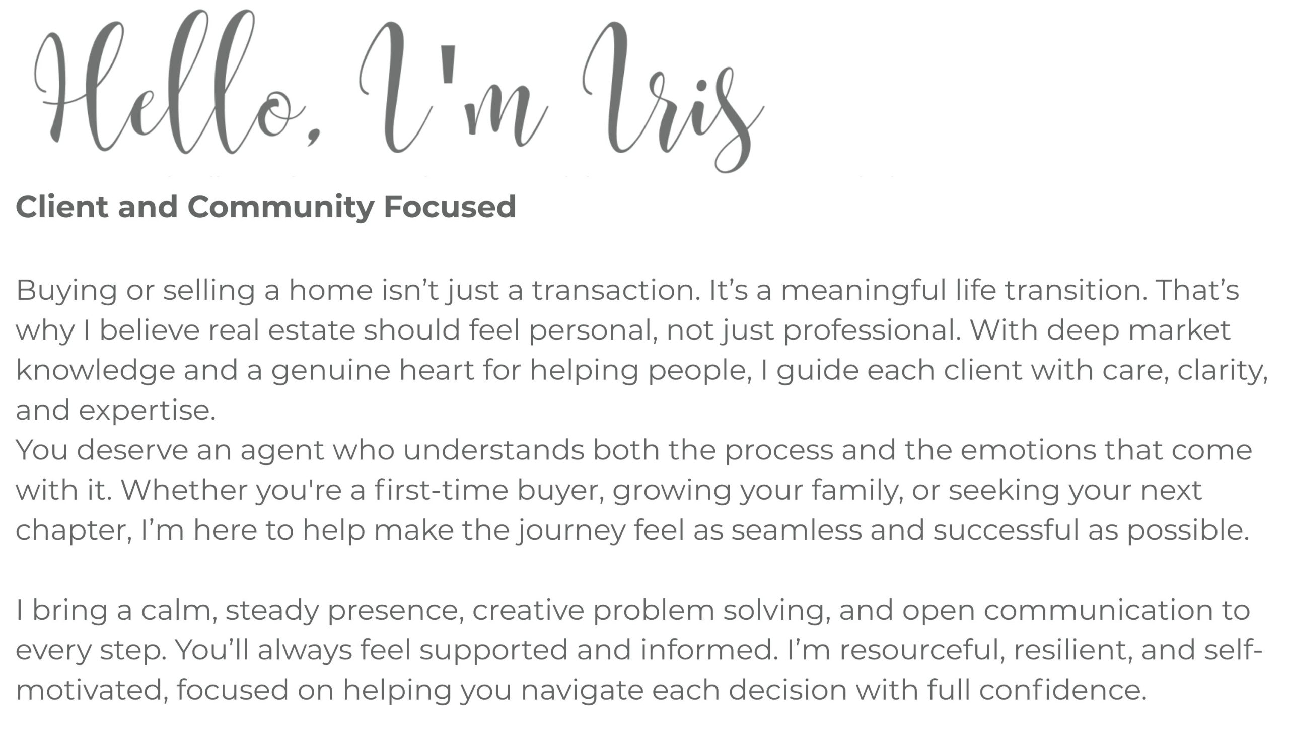 website bio